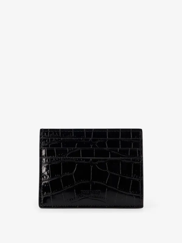 TOM FORD Crocodile-print leather cardholder sold by Siebentaschen
