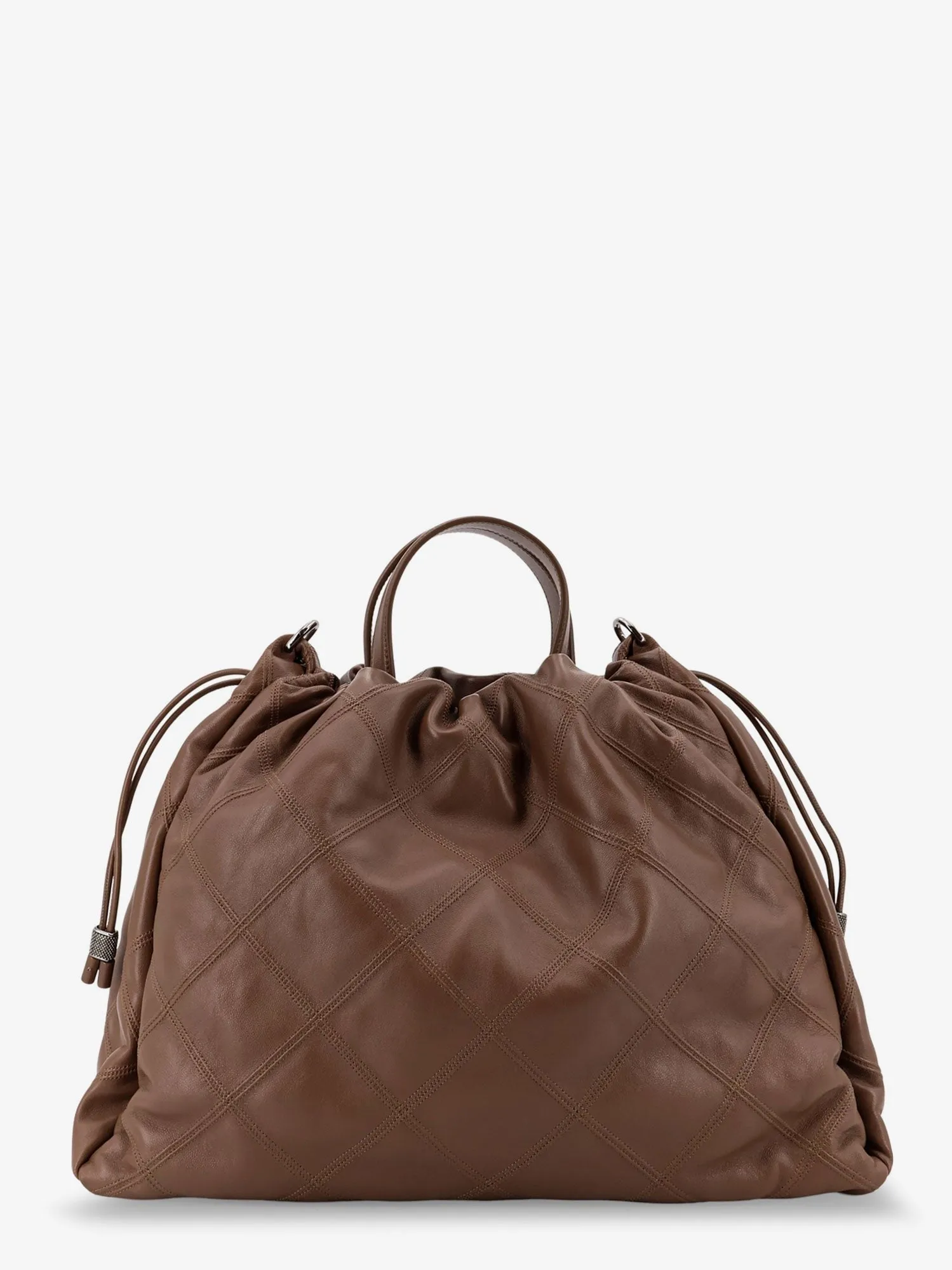 Brunello Cucinelli Mellow quilted leather shopper bag with Monile sold by Siebentaschen