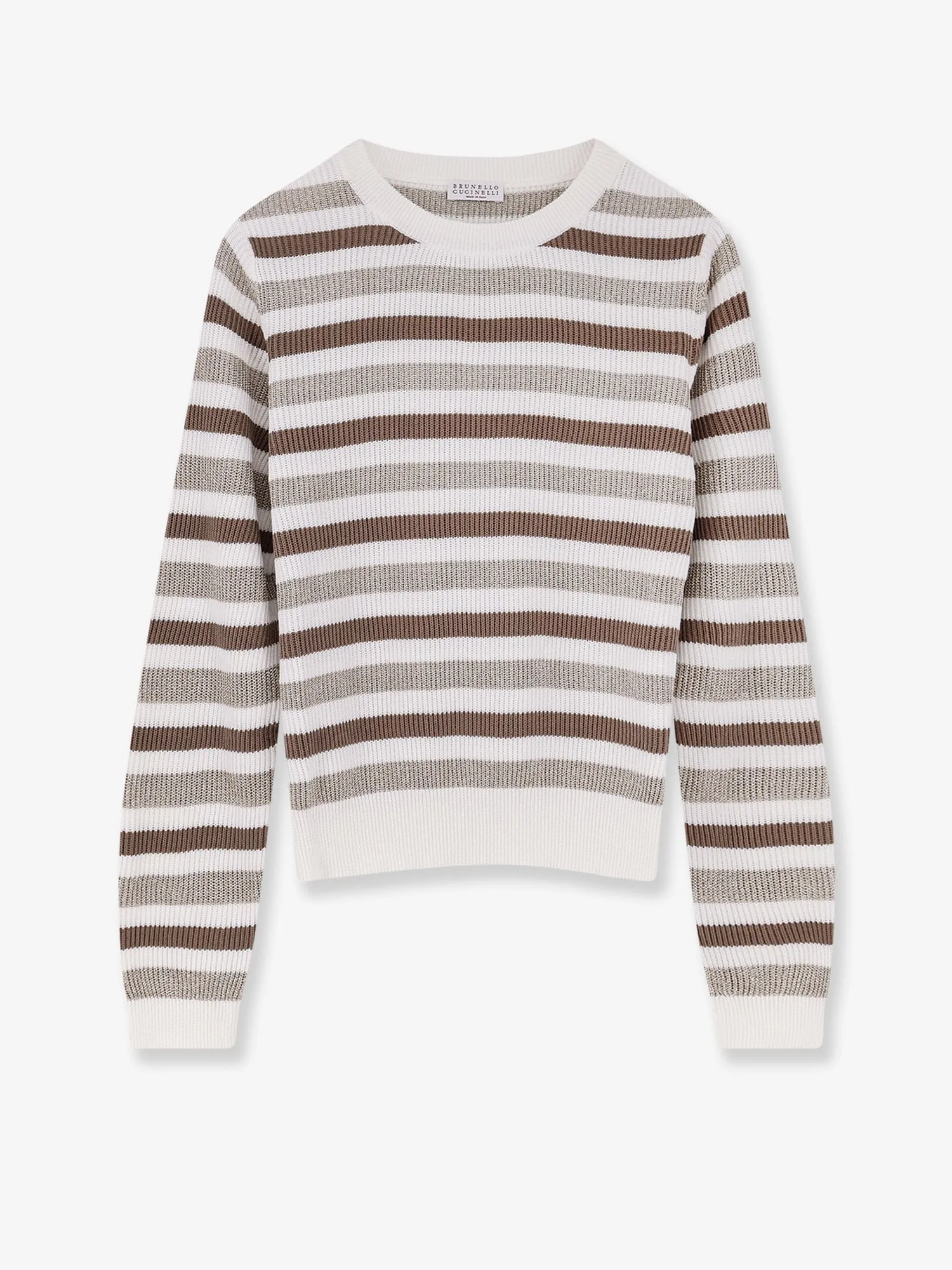 Brunello Cucinelli Sparkling stripes cotton sweater sold by Siebentaschen