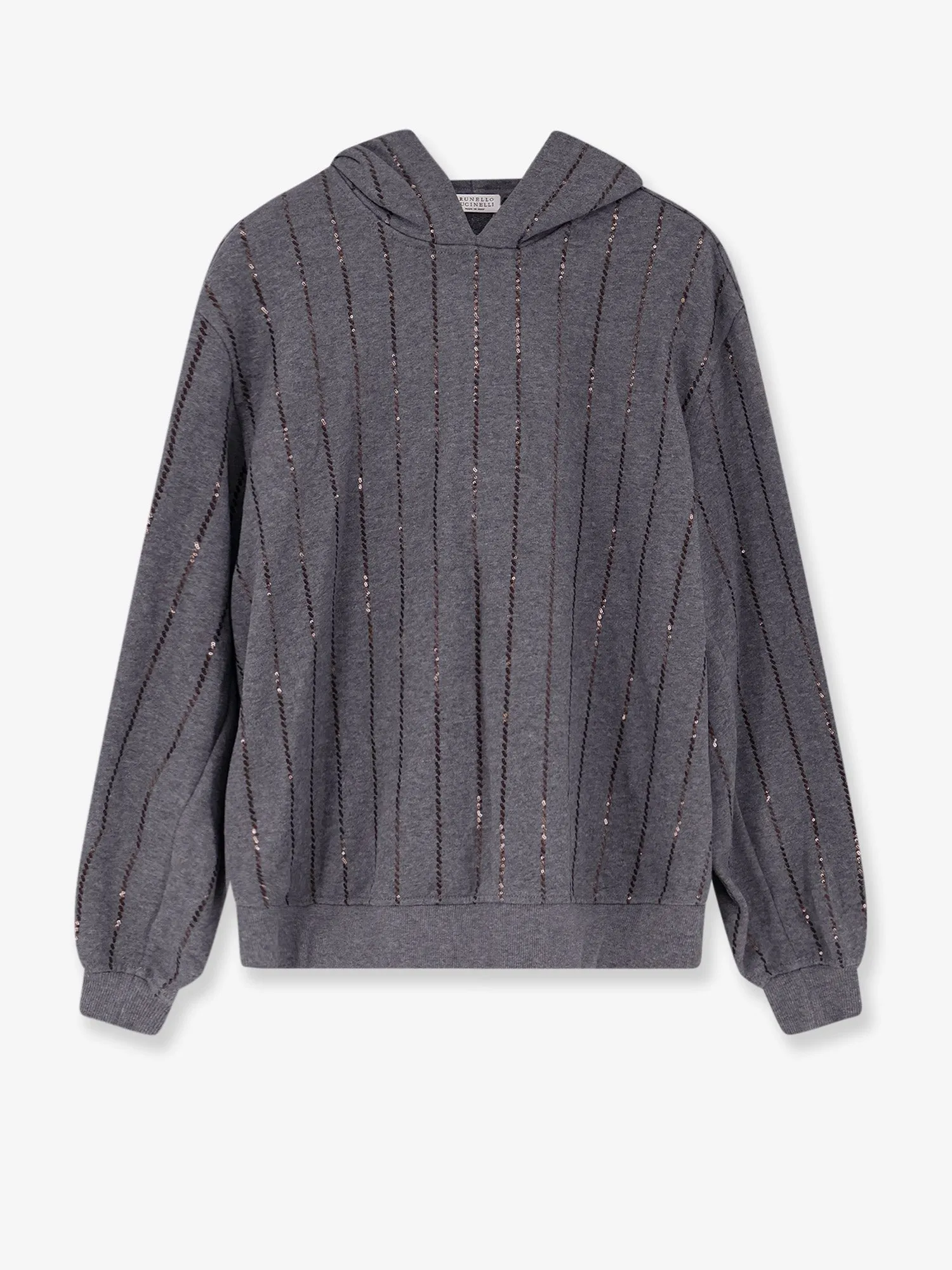Brunello Cucinelli Dazzling chalk stripe embroidery cotton sweatshirt sold by Siebentaschen