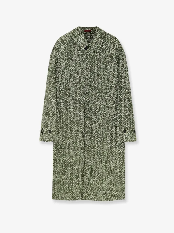 Gucci Double-breasted poplin coat with bouclé print sold by Siebentaschen