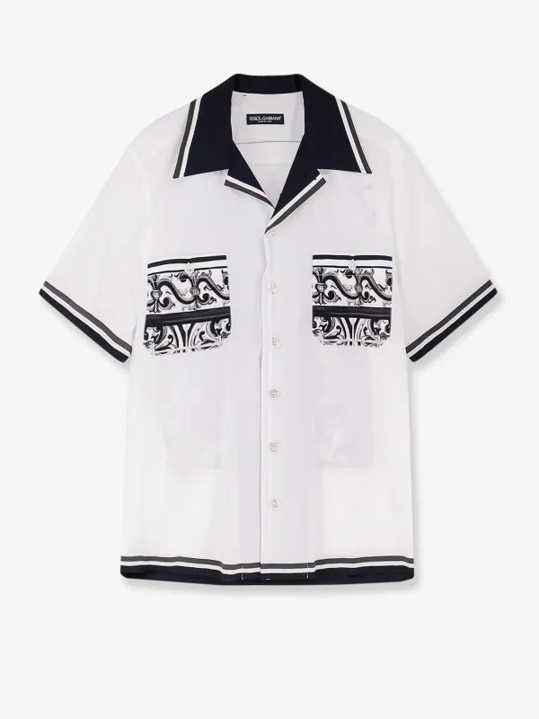 Dolce & Gabbana Cotton shirt with maxi Maiolica print on the back sold by Siebentaschen