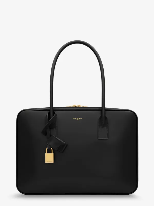 Saint Laurent Sac de Jour in Box leather handbag with metal padlock detail sold by Siebentaschen