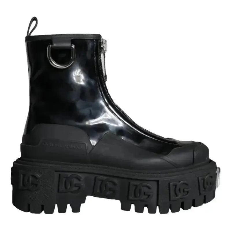 Dolce & Gabbana Leather Boots Logo Shoes Black sold by Siebentaschen