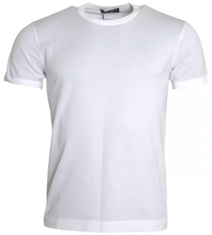 Dolce & Gabbana White cotton round-neck short-sleeved T-shirt sold by Siebentaschen