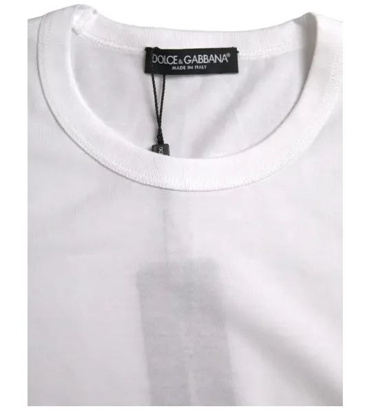Dolce & Gabbana White cotton round-neck short-sleeved T-shirt sold by Siebentaschen product image thumbnail 3