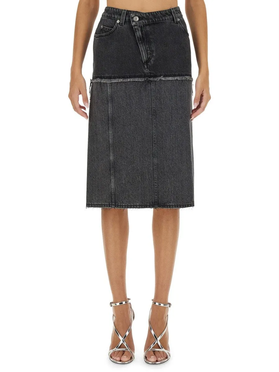 Alexander Mcqueen TWO-TONE DENIM SKIRT sold by Siebentaschen
