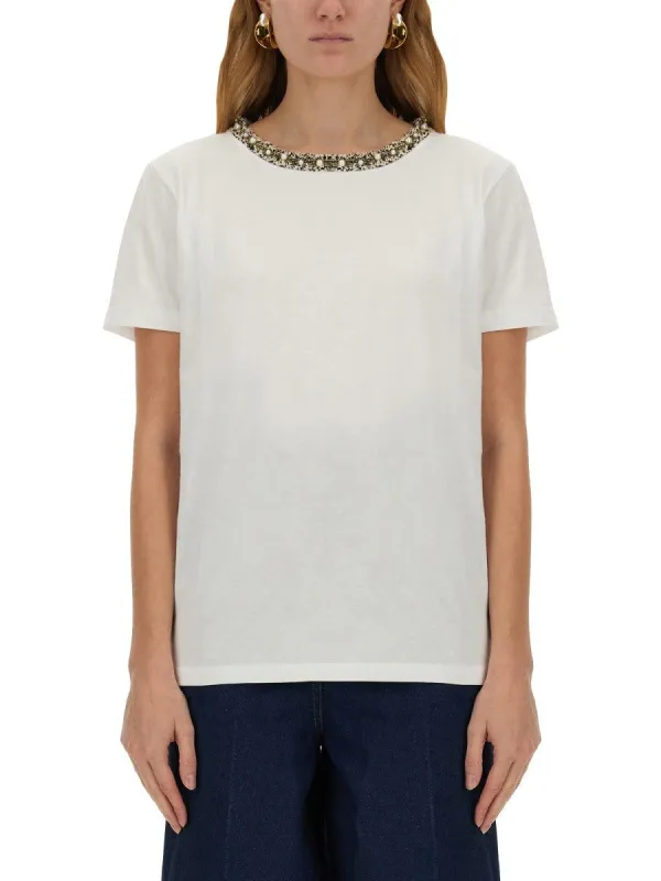 NINA RICCI T-SHIRT WITH EMBROIDERED COLLAR sold by Siebentaschen