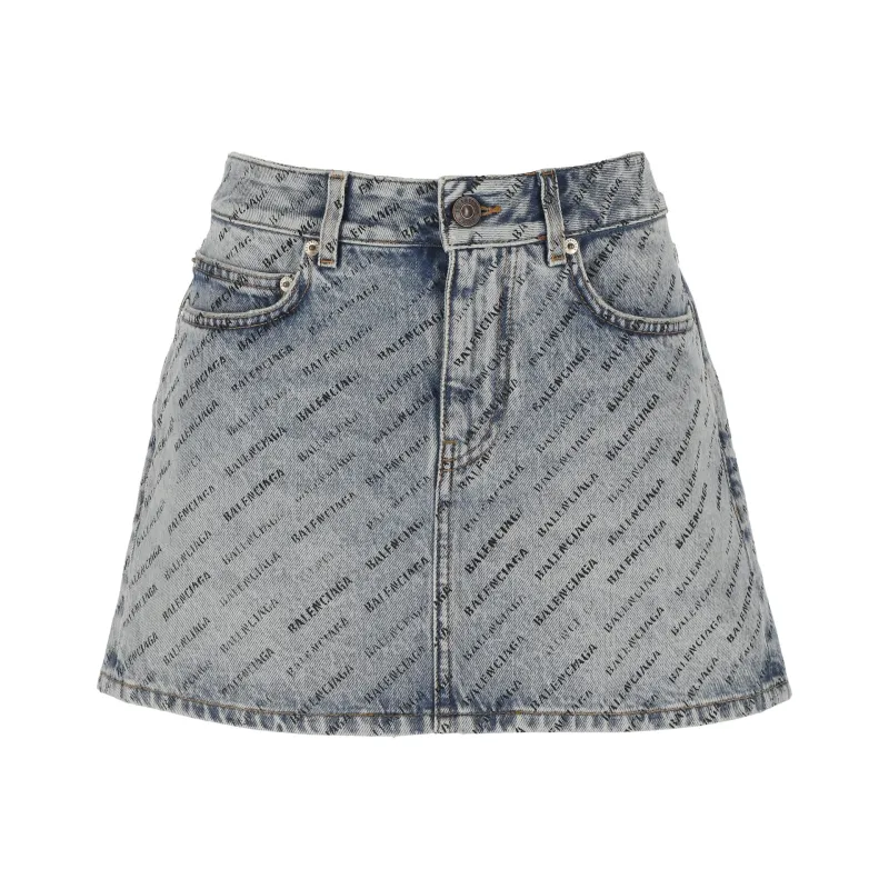 Balenciaga Logo Print Denim Skirt made by Balenciaga