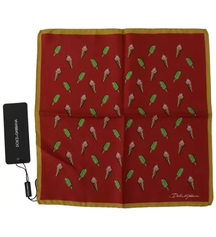 Dolce & Gabbana Multicolor Printed Square Mens Handkerchief Scarf sold by Siebentaschen