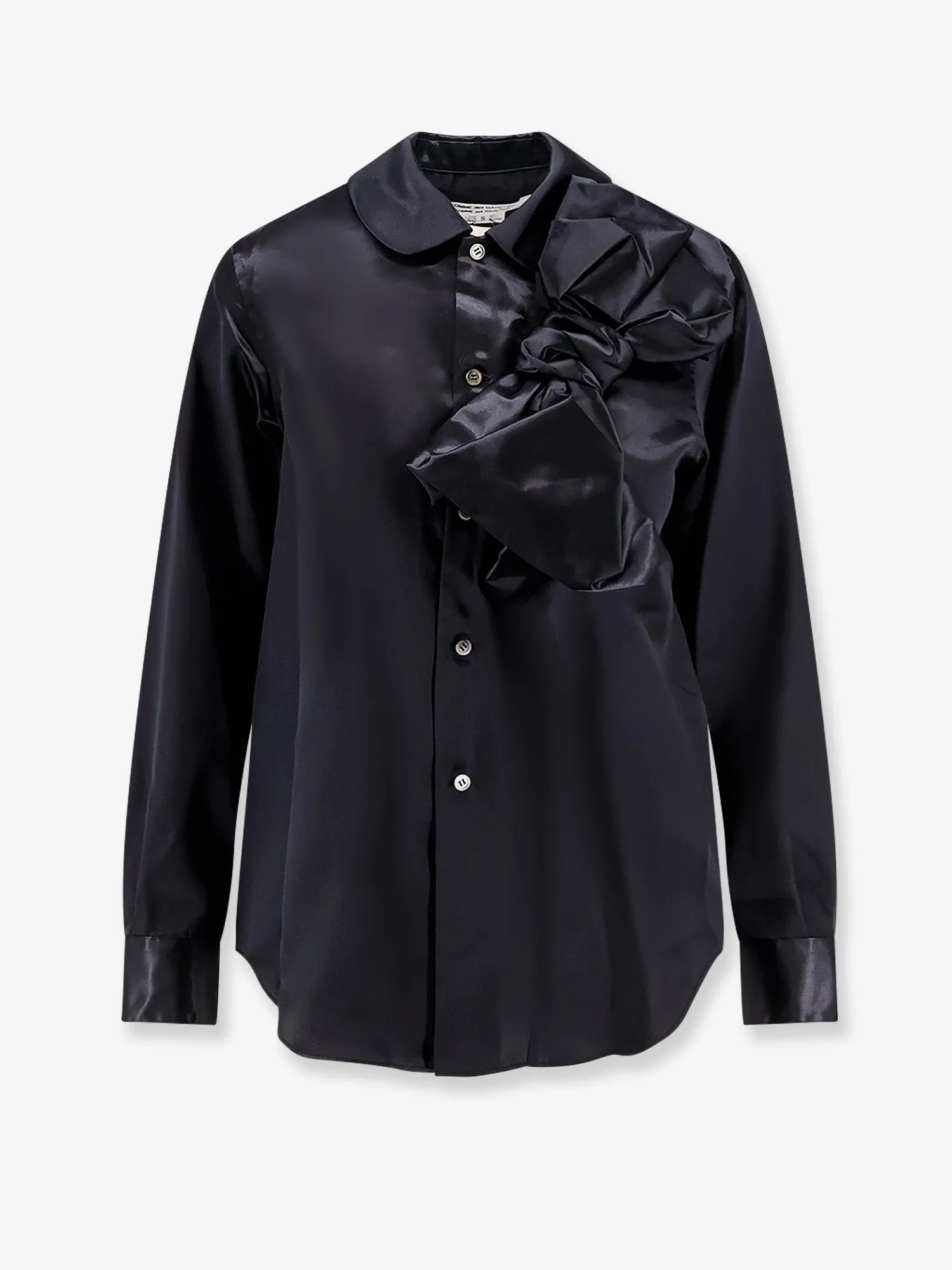COMME DES GARCONS PLAY Satin shirt with maxi bow sold by Siebentaschen
