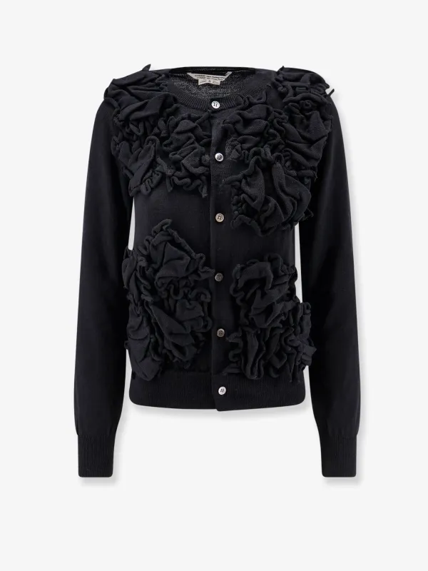 COMME DES GARCONS PLAY Wool cardigan with ruffled detail made by Comme des Garcons PLAY
