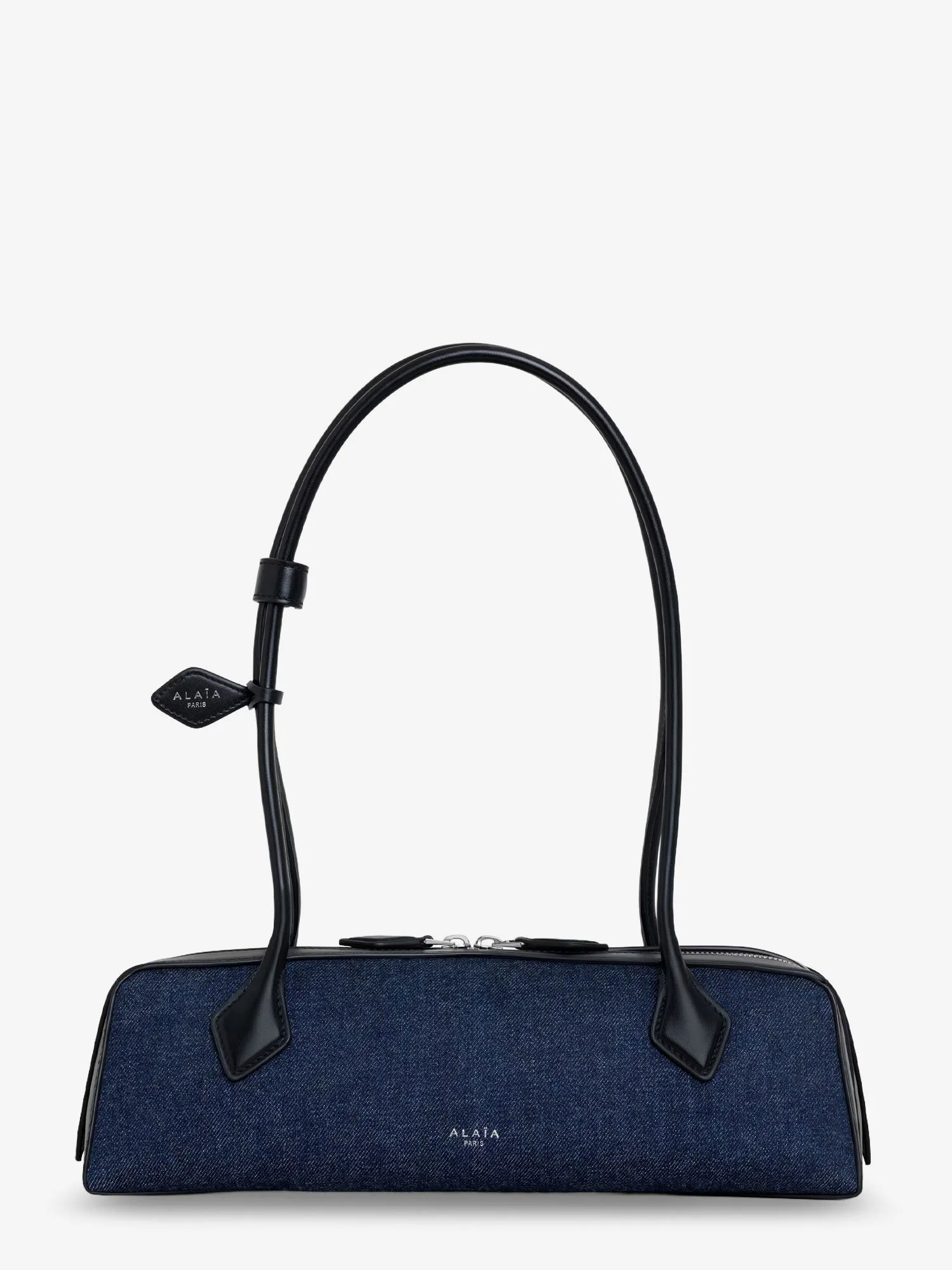 ALAIA Le Teckel denim shoulder bag sold by Siebentaschen