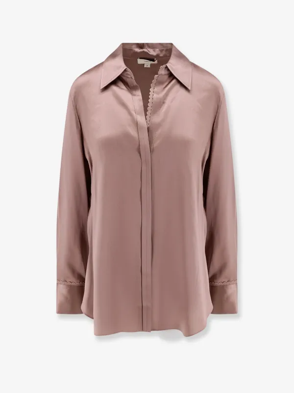 VINCE. Silk shirt with lace trim sold by Siebentaschen