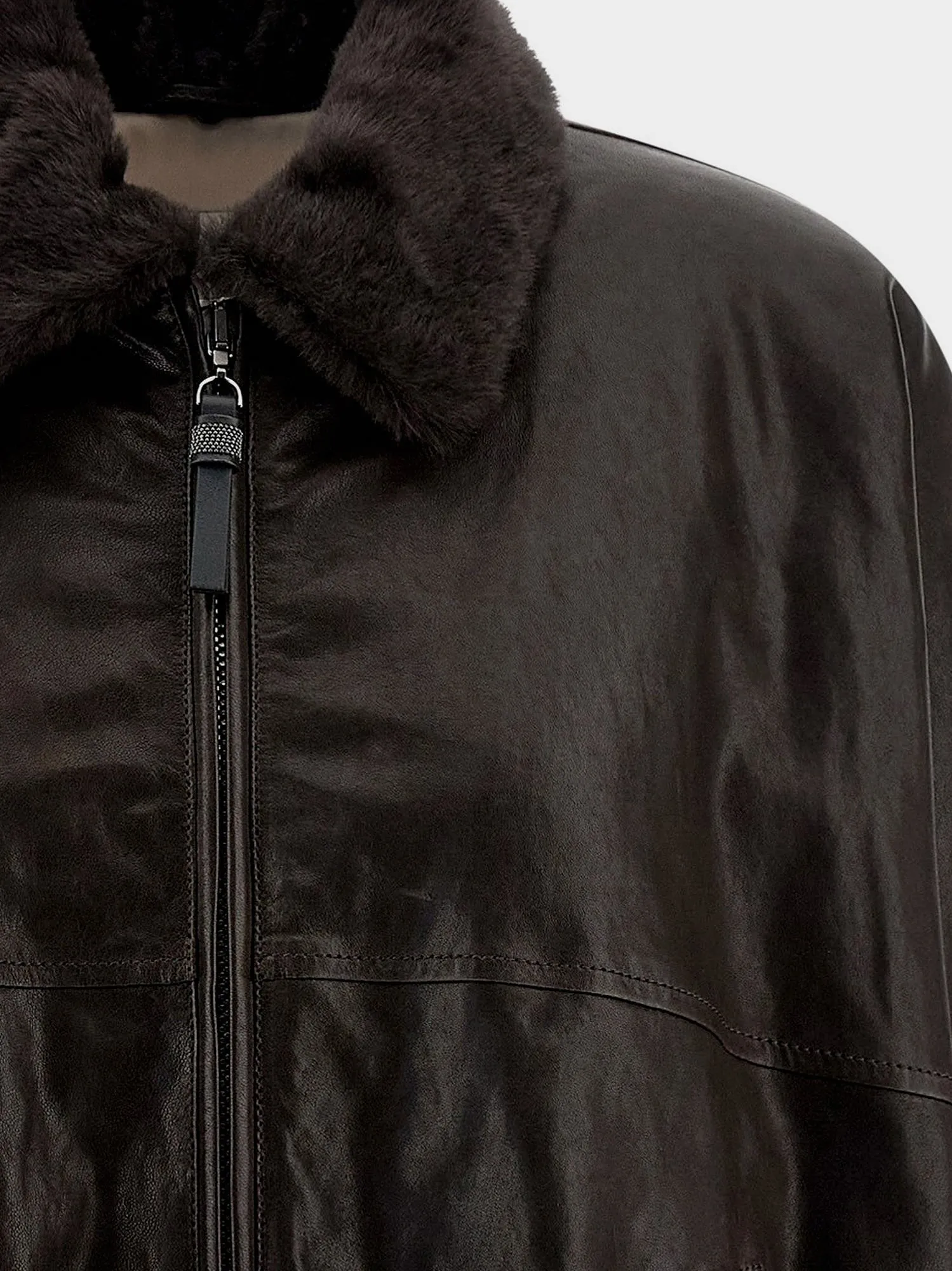 Brunello Cucinelli Aviator leather bomber sold by Siebentaschen product image thumbnail 3