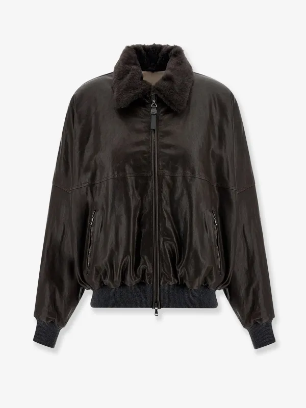 Brunello Cucinelli Aviator leather bomber sold by Siebentaschen