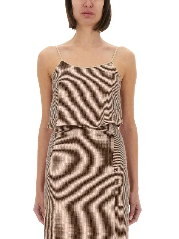 ALYSI "MICRO STRIPE" TOP WITH LACES sold by Siebentaschen