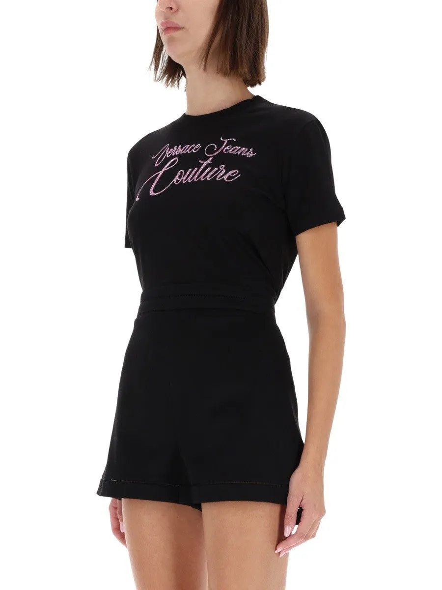 Versace Jeans Couture T-SHIRT WITH LOGO AND RHINESTONES sold by Siebentaschen product image thumbnail 4