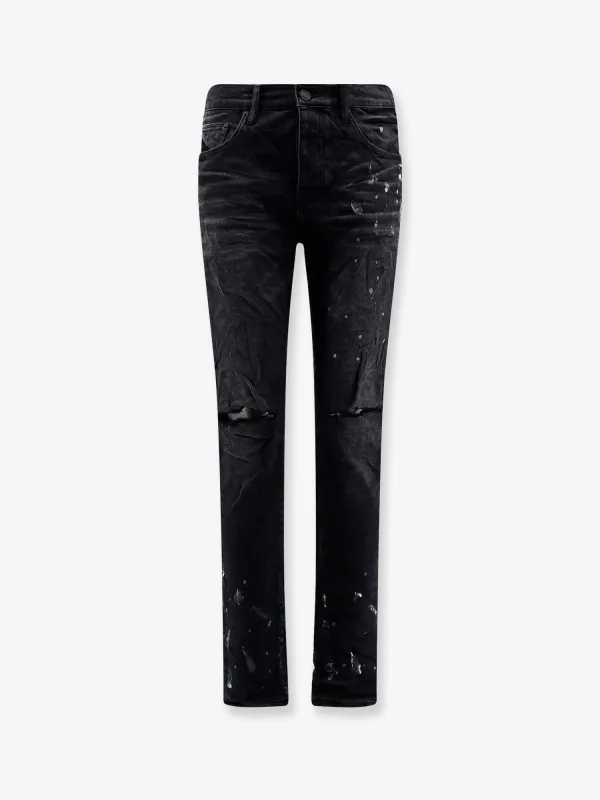 PURPLE BRAND Slim Fit black denim jeans sold by Siebentaschen