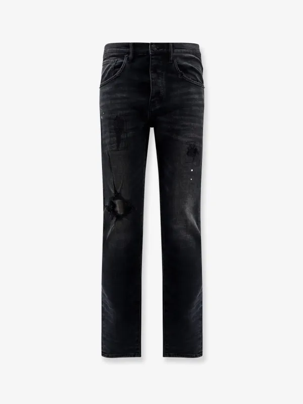 PURPLE BRAND Dropped fit black denmim trousers made by Siebentaschen