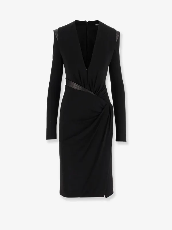 Versace Crepe mini dress with V-neckline sold by Siebentaschen