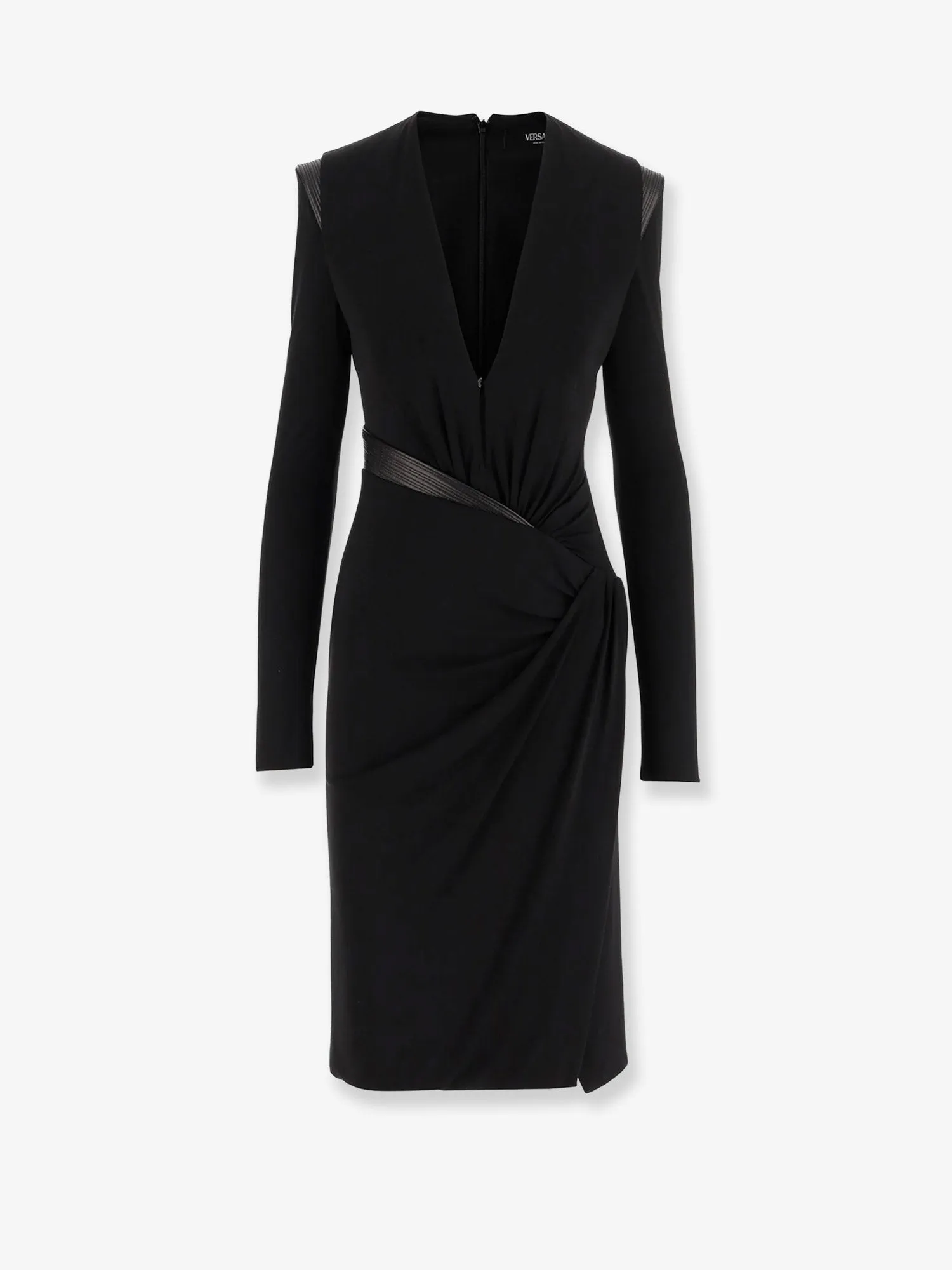 Versace Crepe mini dress with V-neckline sold by Siebentaschen