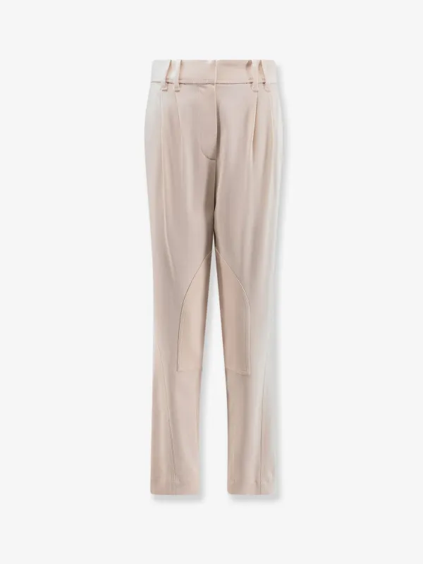 Brunello Cucinelli Equestrian stretch viscose and wool twill trousers with Monili sold by Siebentaschen