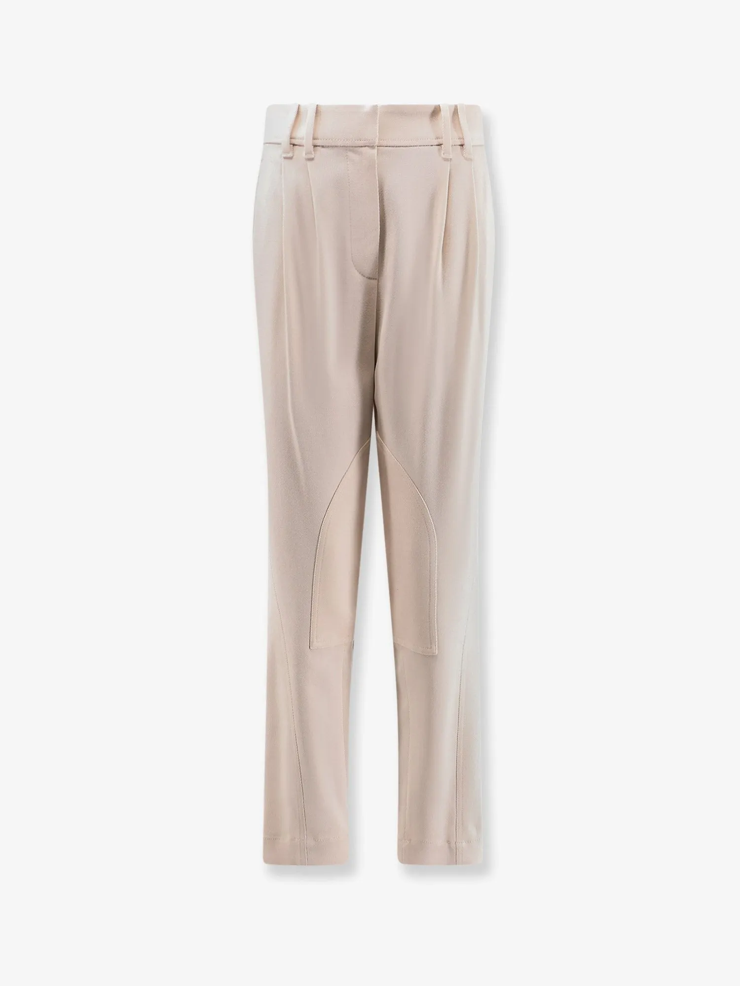 Brunello Cucinelli Equestrian stretch viscose and wool twill trousers with Monili sold by Siebentaschen