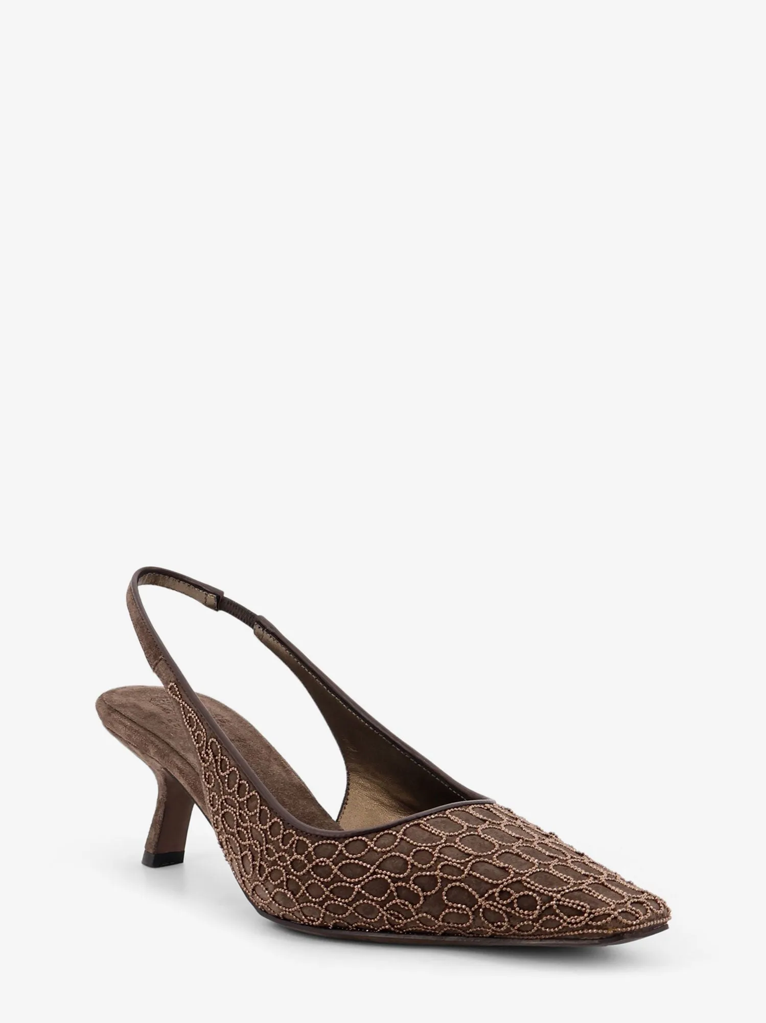 Brunello Cucinelli Suede slingback pumps with Monili decoration sold by Siebentaschen product image thumbnail 2