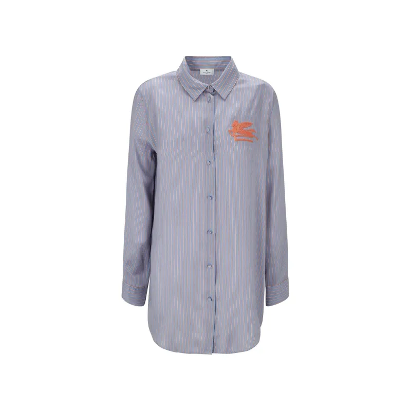 Etro Striped Silk Shirt sold by Siebentaschen