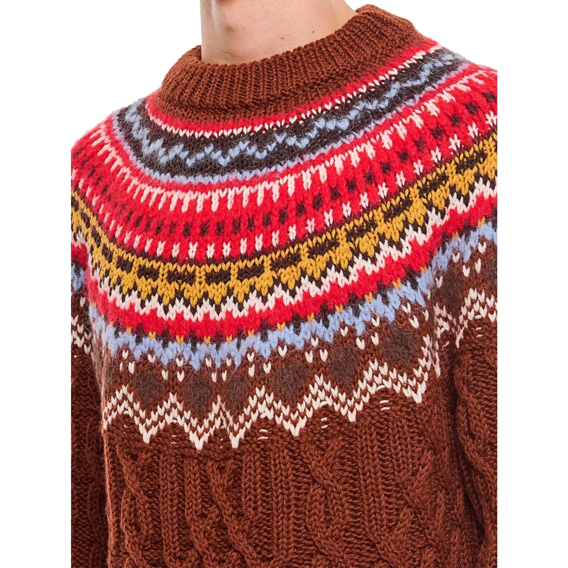 Moncler Grenoble Fair Isle Intarsia Cable-knit Wool Jumper sold by Siebentaschen product image thumbnail 4