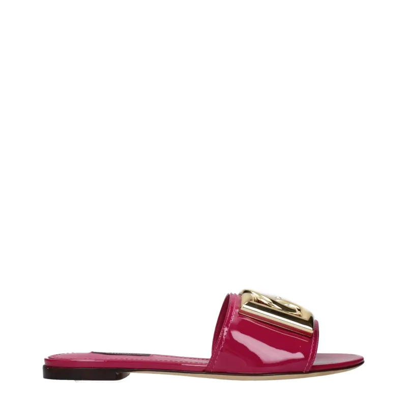 Dolce & Gabbana Pink Leather Slippers sold by Siebentaschen