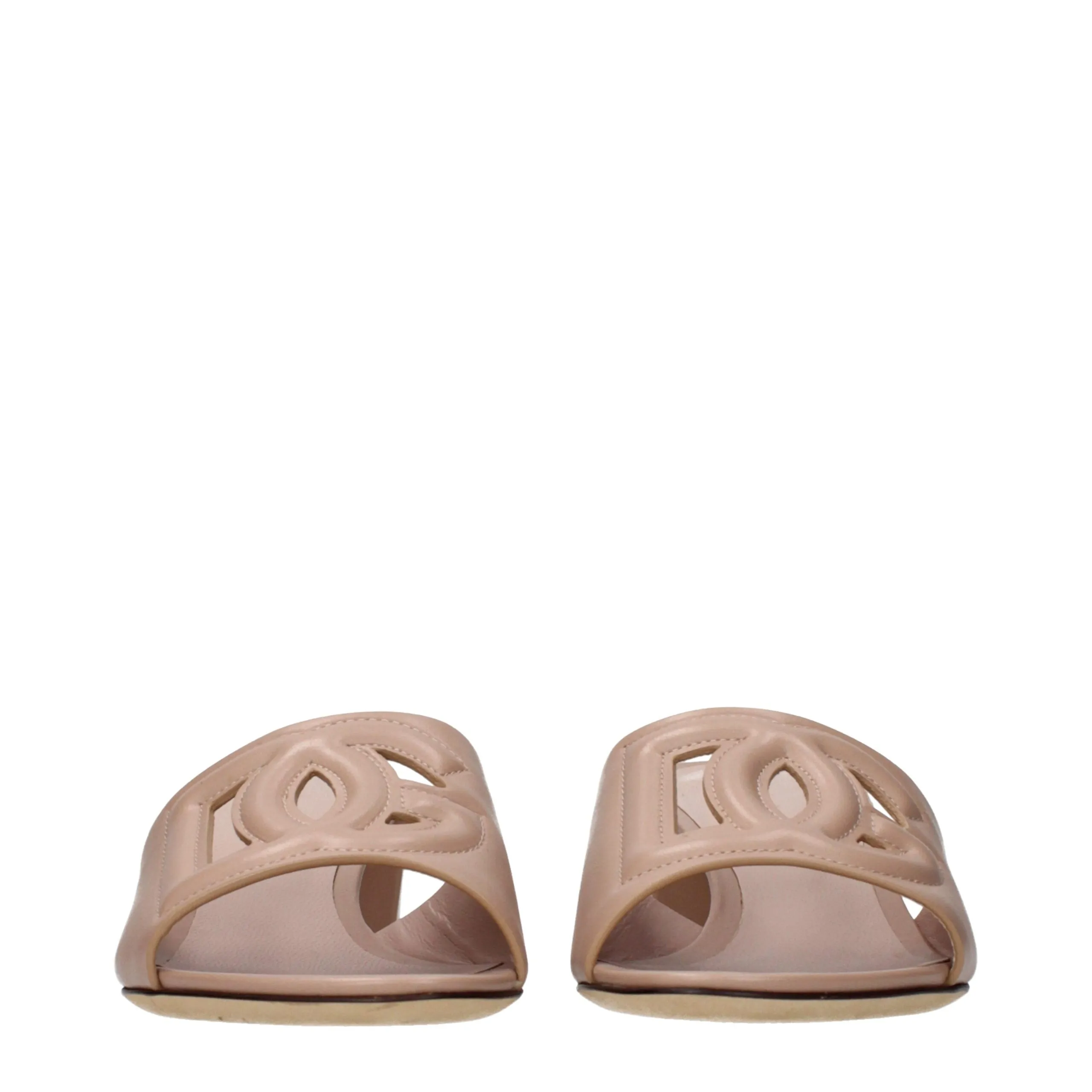Dolce & Gabbana Pink Leather Flat Sandals sold by Siebentaschen product image thumbnail 3
