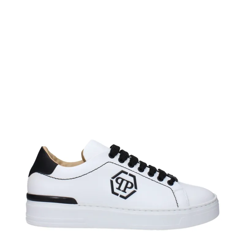 Philipp Plein White Leather Low Top Sneakers sold by Siebentaschen