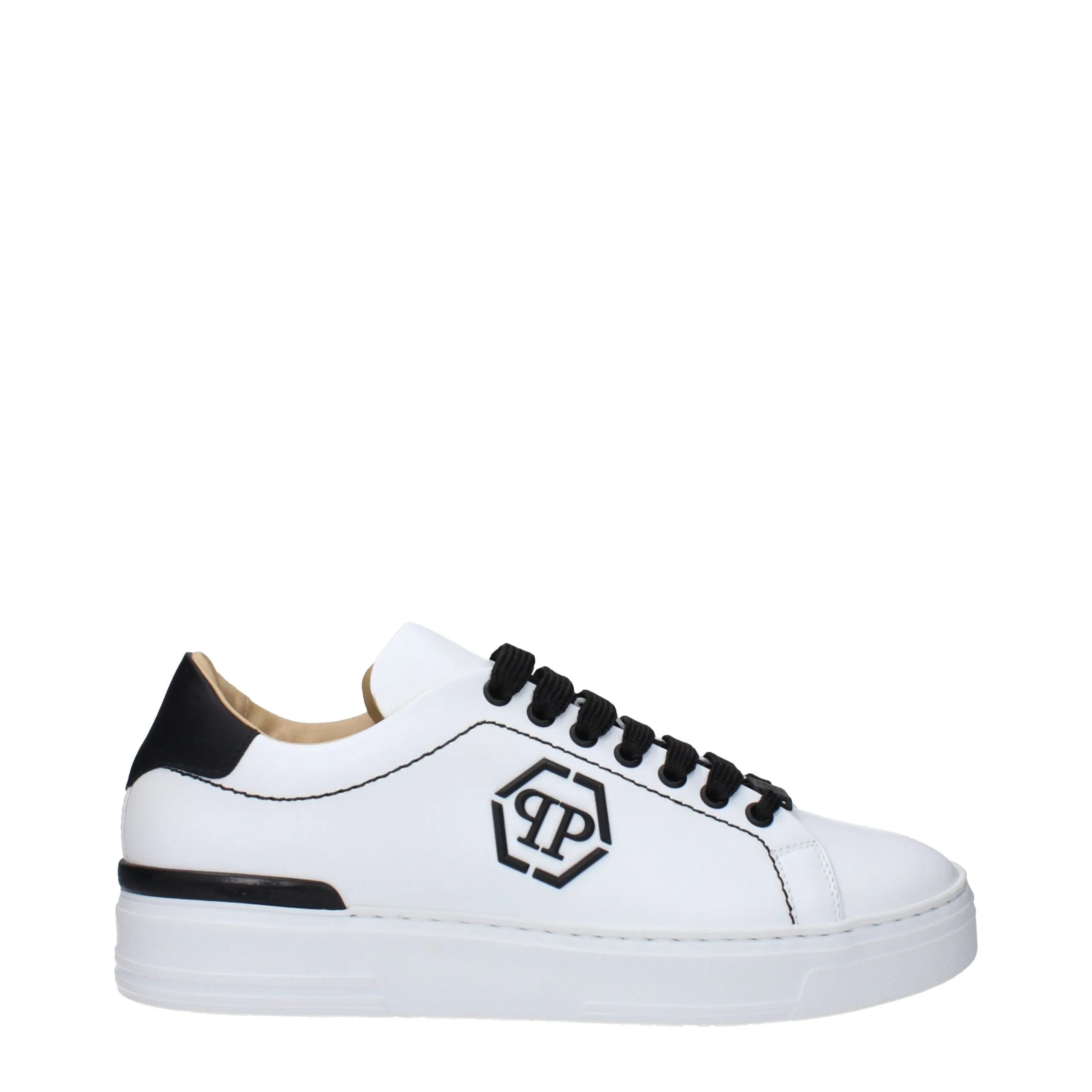 Philipp Plein White Leather Low Top Sneakers sold by Siebentaschen
