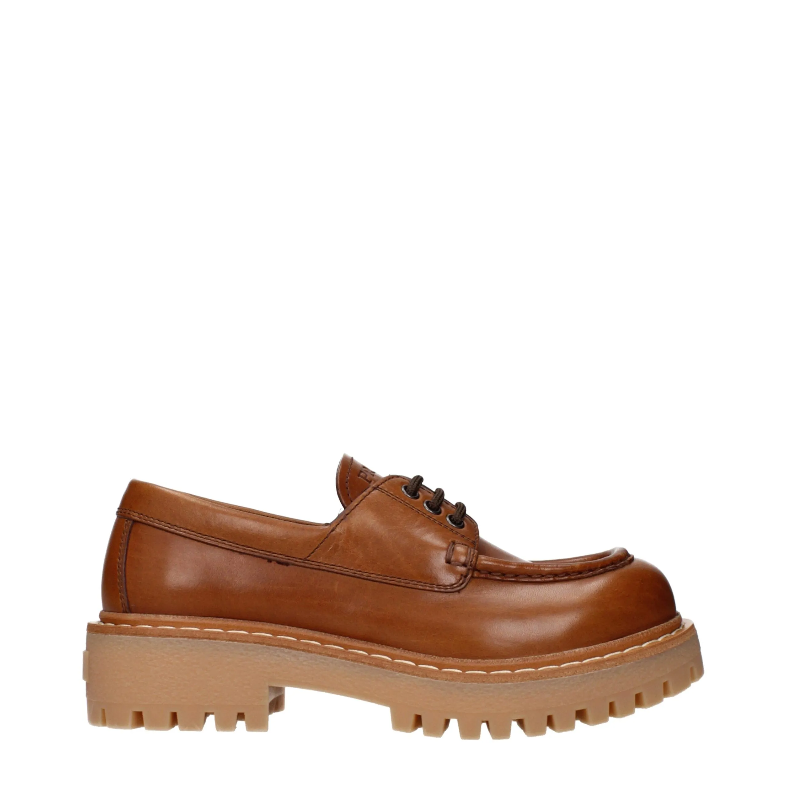 Prada Brown Leather Oxfords And Derbies sold by Siebentaschen
