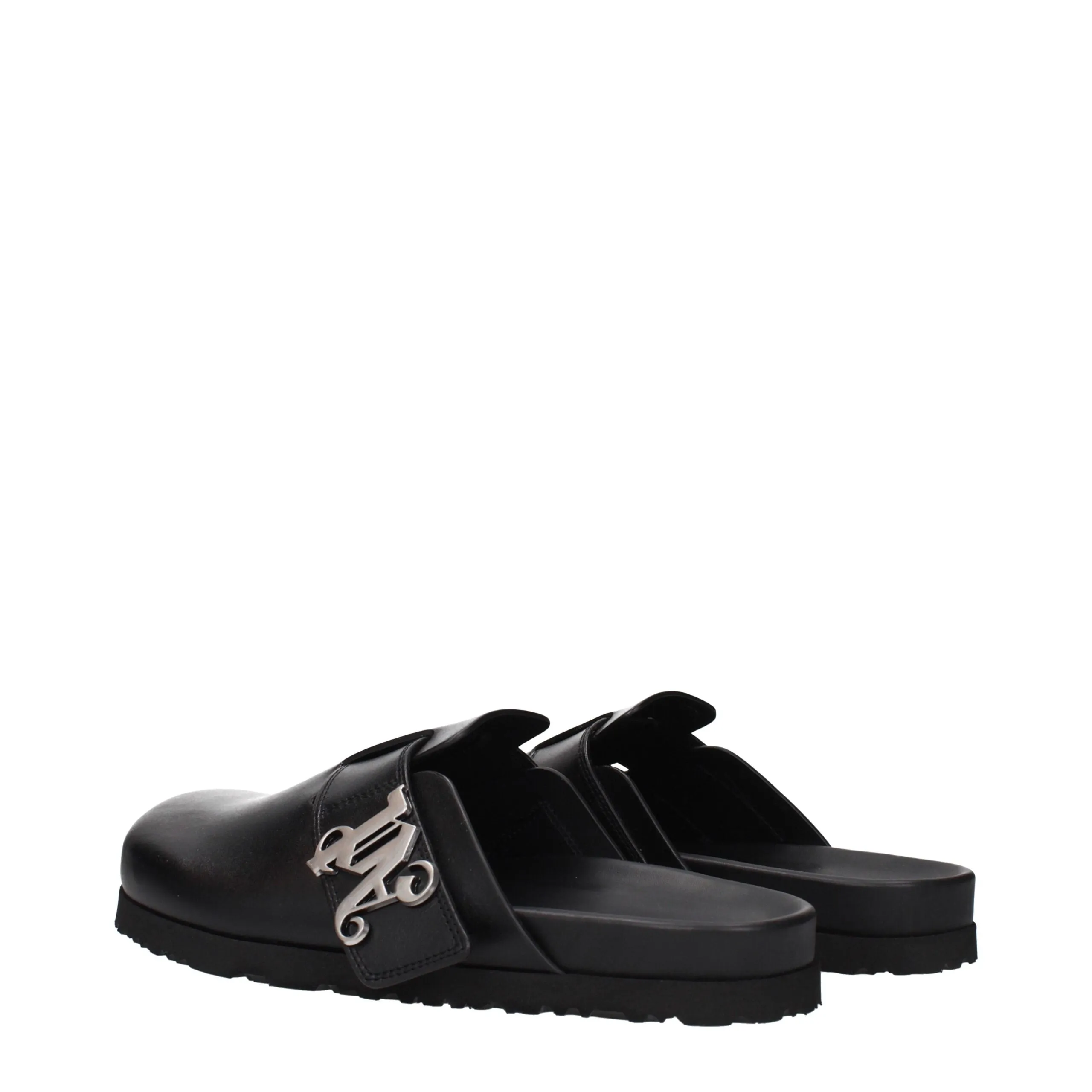 Palm Angels Black Leather Slippers sold by Siebentaschen product image thumbnail 4