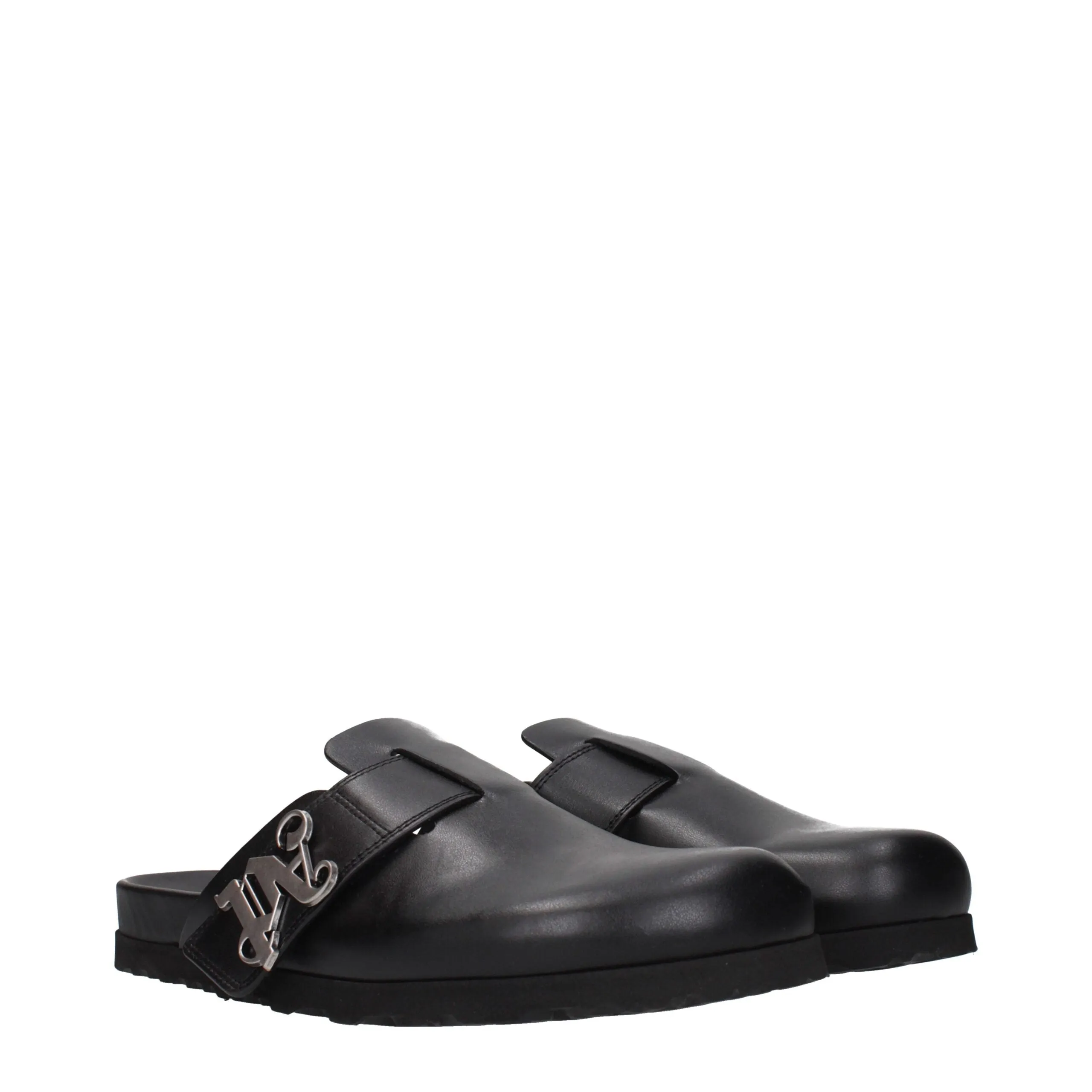Palm Angels Black Leather Slippers sold by Siebentaschen product image thumbnail 2