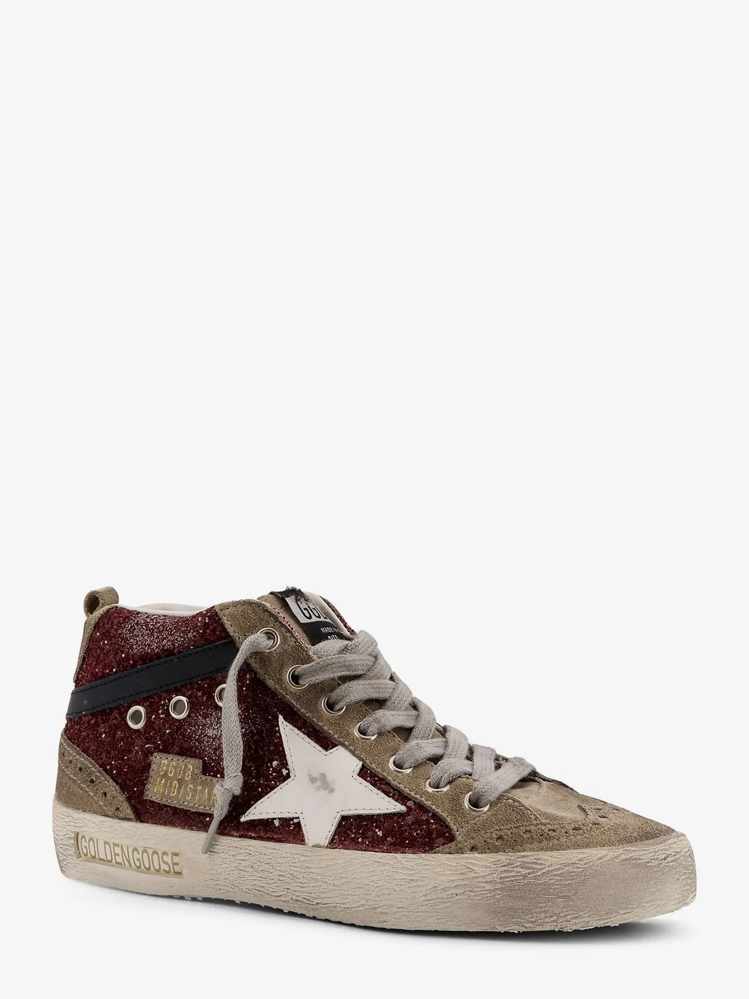 Golden Goose Deluxe Brand Mid Star Classic high-top suede sneakers with glitter inserts sold by Siebentaschen product image thumbnail 2