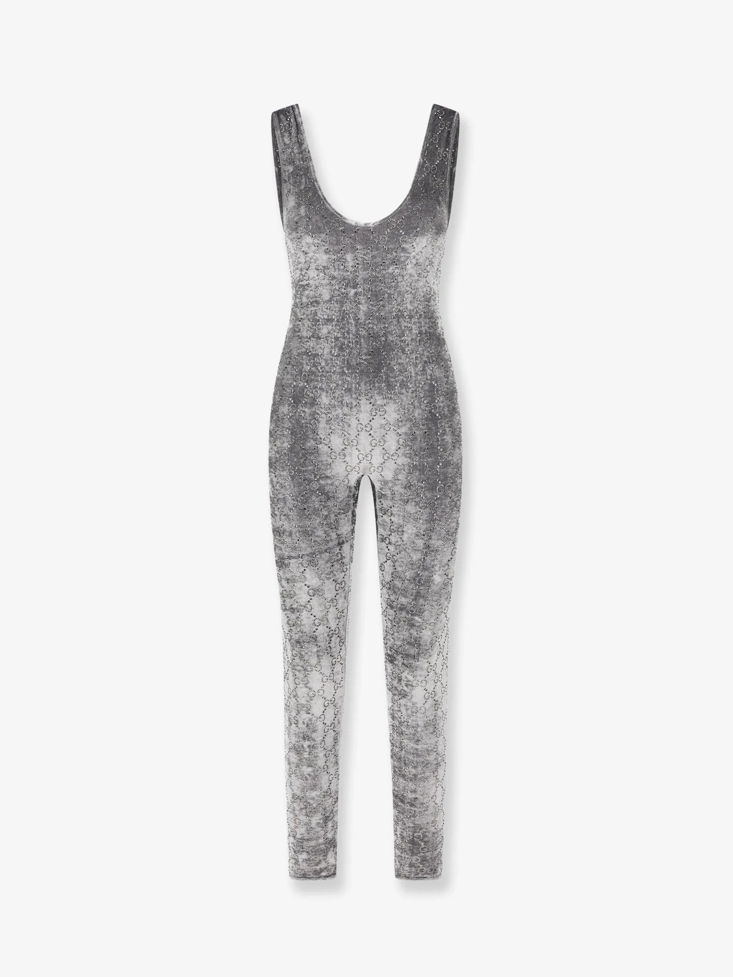 Gucci Stretch chenille jumpsuit with all-over crystals sold by Siebentaschen