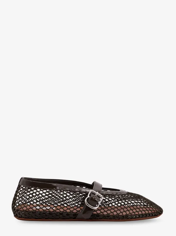ALAIA Ballet Flats mesh ballerinas with patent leather profiles sold by Siebentaschen