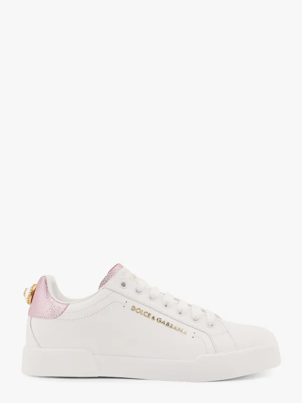 Dolce & Gabbana Portofino leather low-top sneakers with lateral lettering logo sold by Siebentaschen