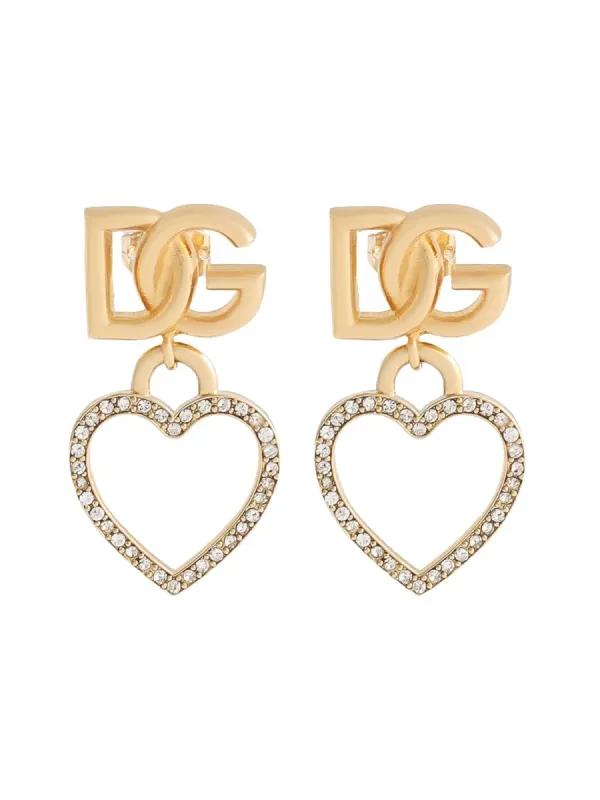 Dolce & Gabbana STUD EARRINGS WITH HEARTS AND LOGO sold by Siebentaschen