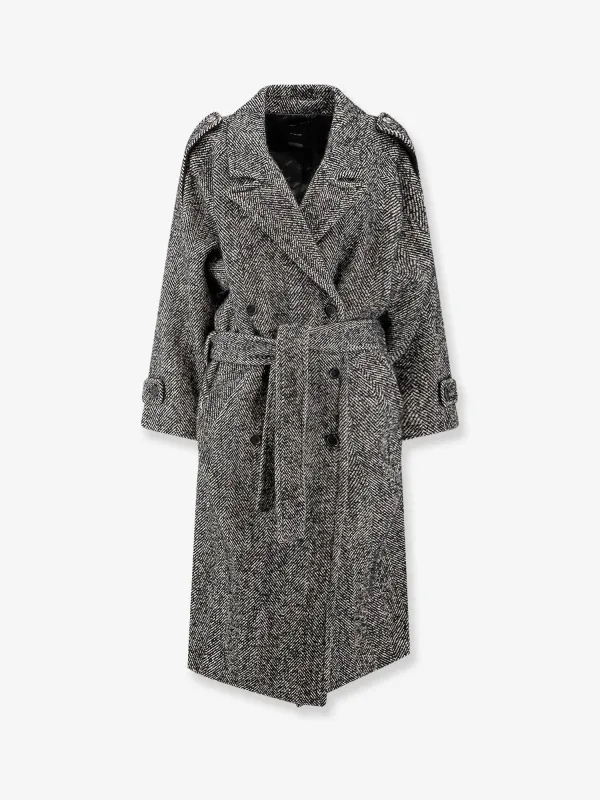 Pinko Carrube chevron cloth coat sold by Siebentaschen