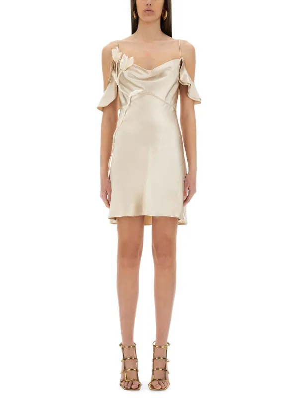 SELF-PORTRAIT MINI DRESS WITH FLORAL APPLIQUÉS sold by Siebentaschen