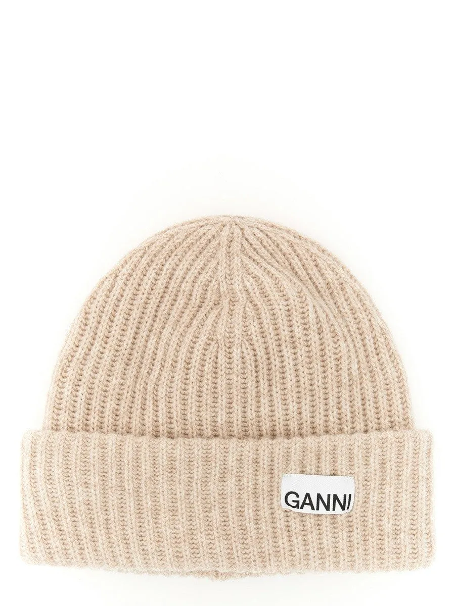 GANNI BEANIE HAT WITH LOGO sold by Siebentaschen