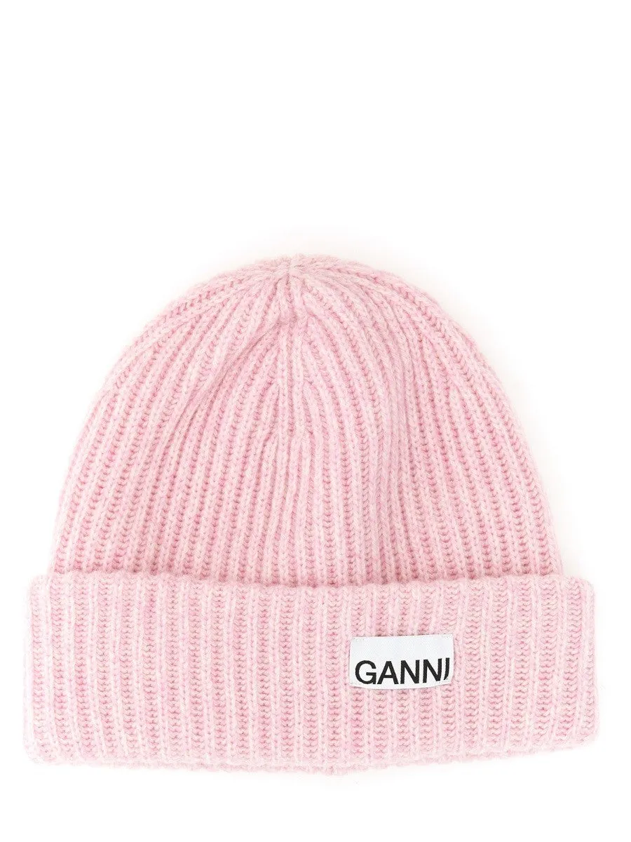 GANNI BEANIE HAT WITH LOGO sold by Siebentaschen