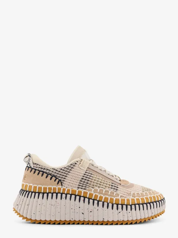 CHLOE' Nama low-top mesh sneakers with suede inserts sold by Siebentaschen
