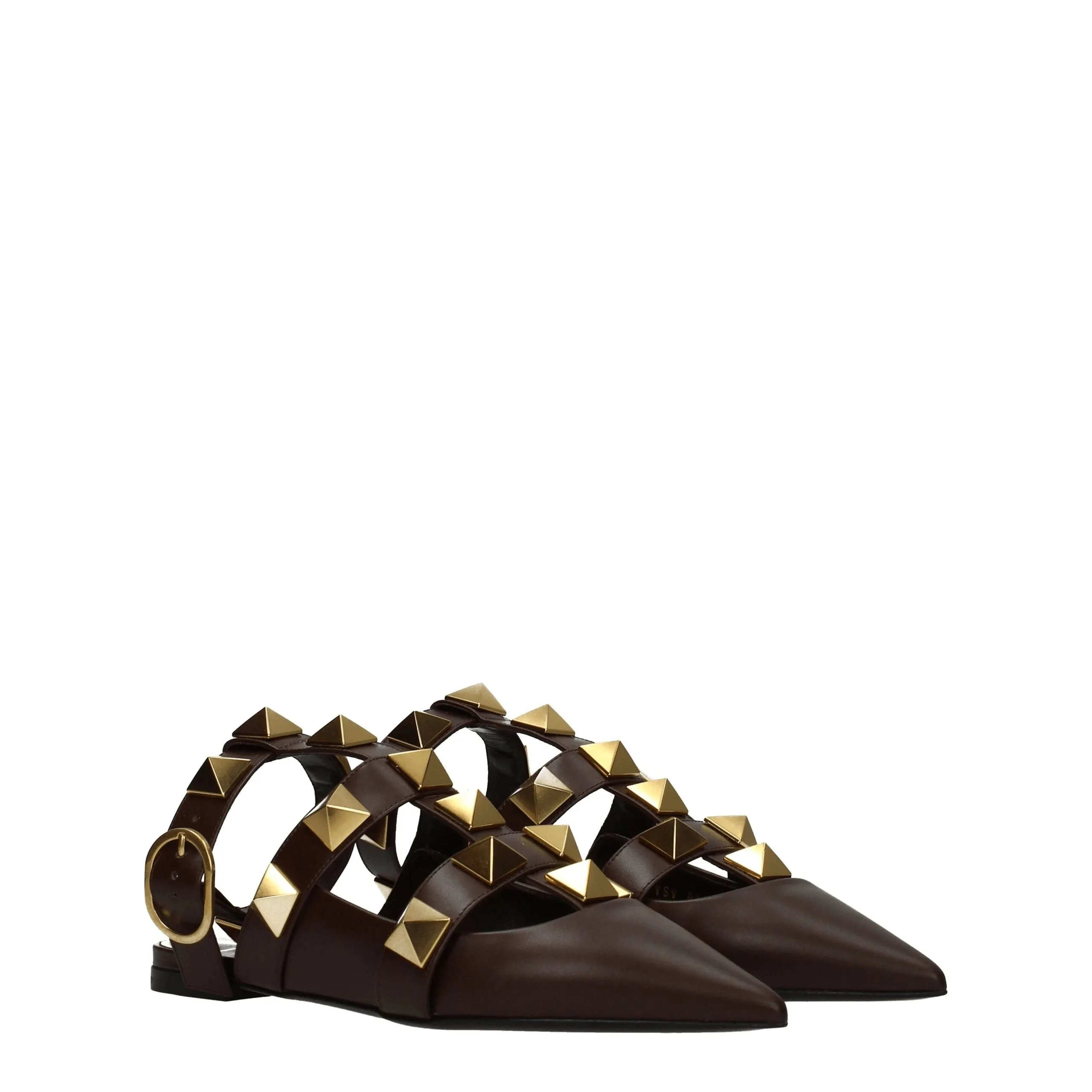 Valentino Garavani Brown Leather Flat Sandals sold by Siebentaschen product image thumbnail 2