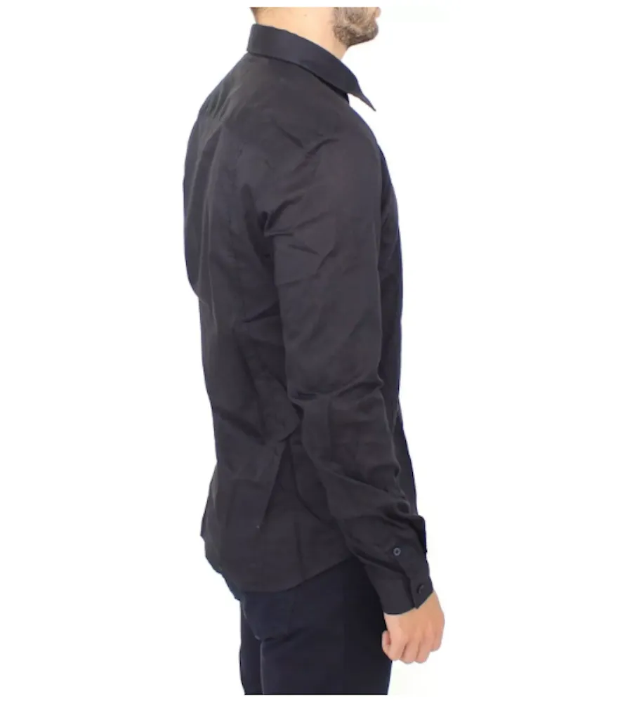 Ermanno Scervino Blue Slim-Fit Casual Shirt in Cotton sold by Siebentaschen product image thumbnail 4